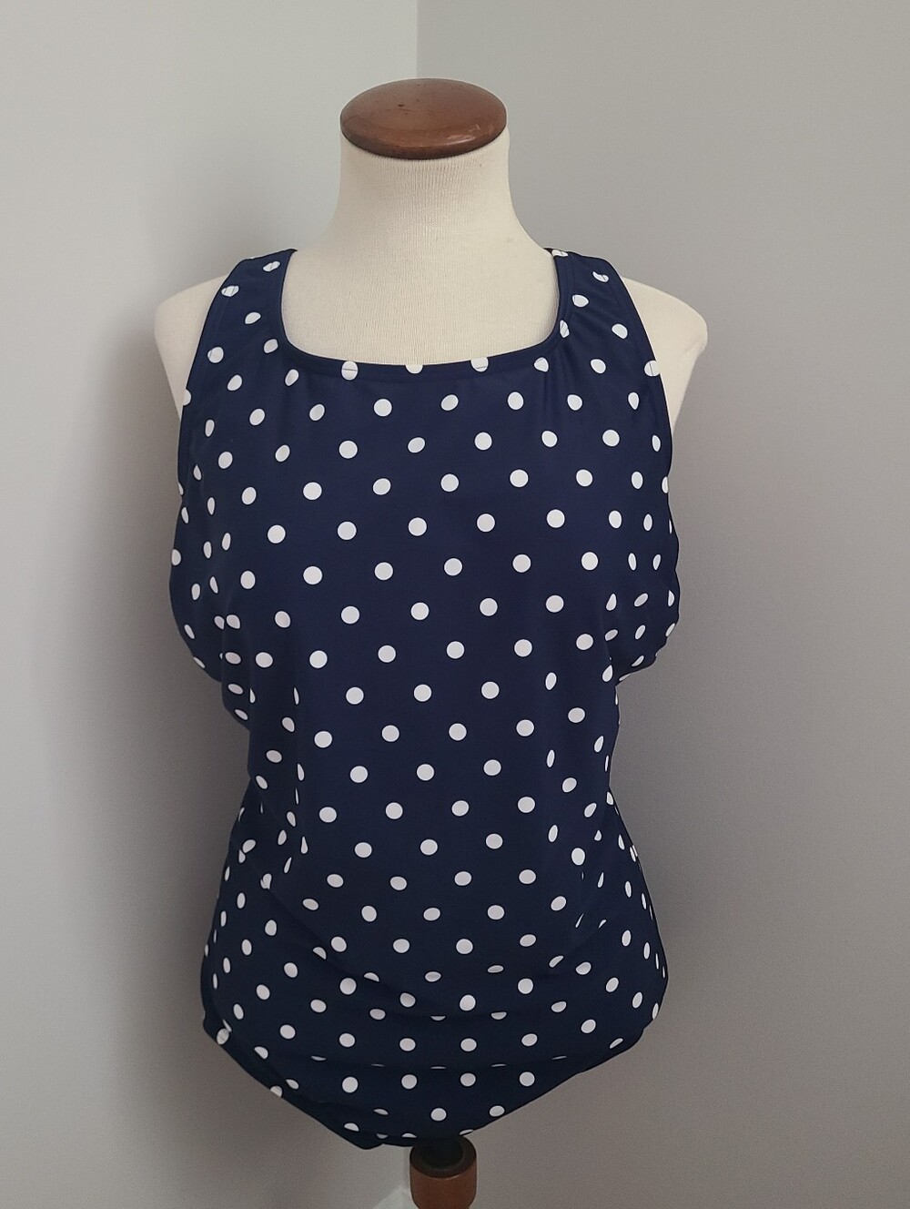 Lands' End Swimsuit Women's Plus 1X 16W 18W Polka Dots Cross Back One 1 Piece